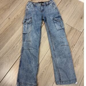 Chic Connect Cargo Barrel Wide Leg Womens/ Teen Size 0 Light Mineral Wash Grunge